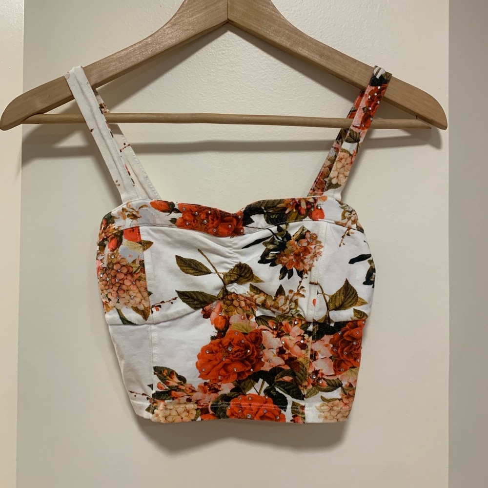 Floral Sparkly Bustier Top
